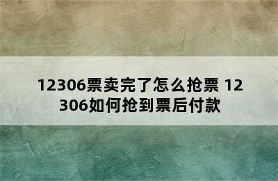 12306票卖完了怎么抢票 12306如何抢到票后付款